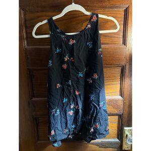 Black Floral Tank Top - Old Navy (L)